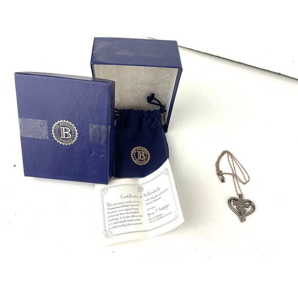 VTG BGE Sterling Silver Footprints of Faith Diamond Pendant Bradford Exchange - Picture 8 of 14